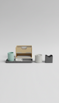 Modular desktop organizer set with stackable trays